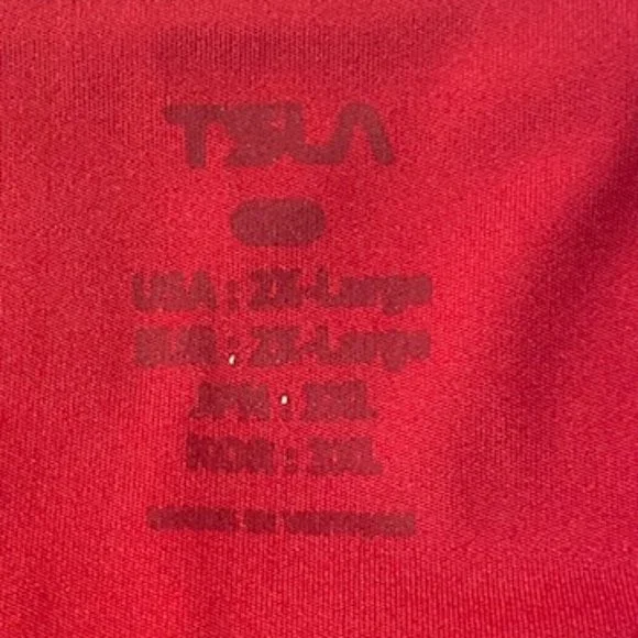 TSLA Cherry Red High Waisted Yoga Shorts Bike Running Pocket Size 2XL - Picture 4 of 4